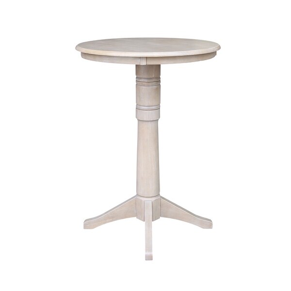 30-in. Round Washed Grey Taupe Wood Pedestal Table