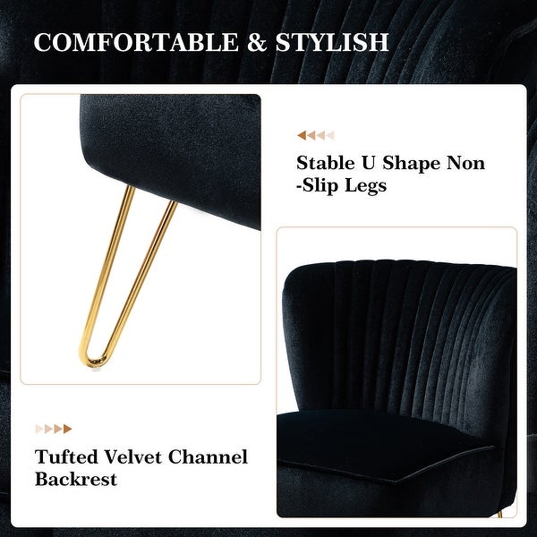 Barto Modern Velvet Tufted Side Chair with Golden Legs by HULALA HOME