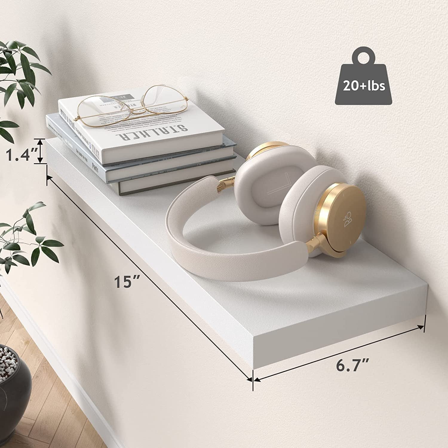 Set of 3 Modern Style Floating Shelves Wall Mounted for Decor, White