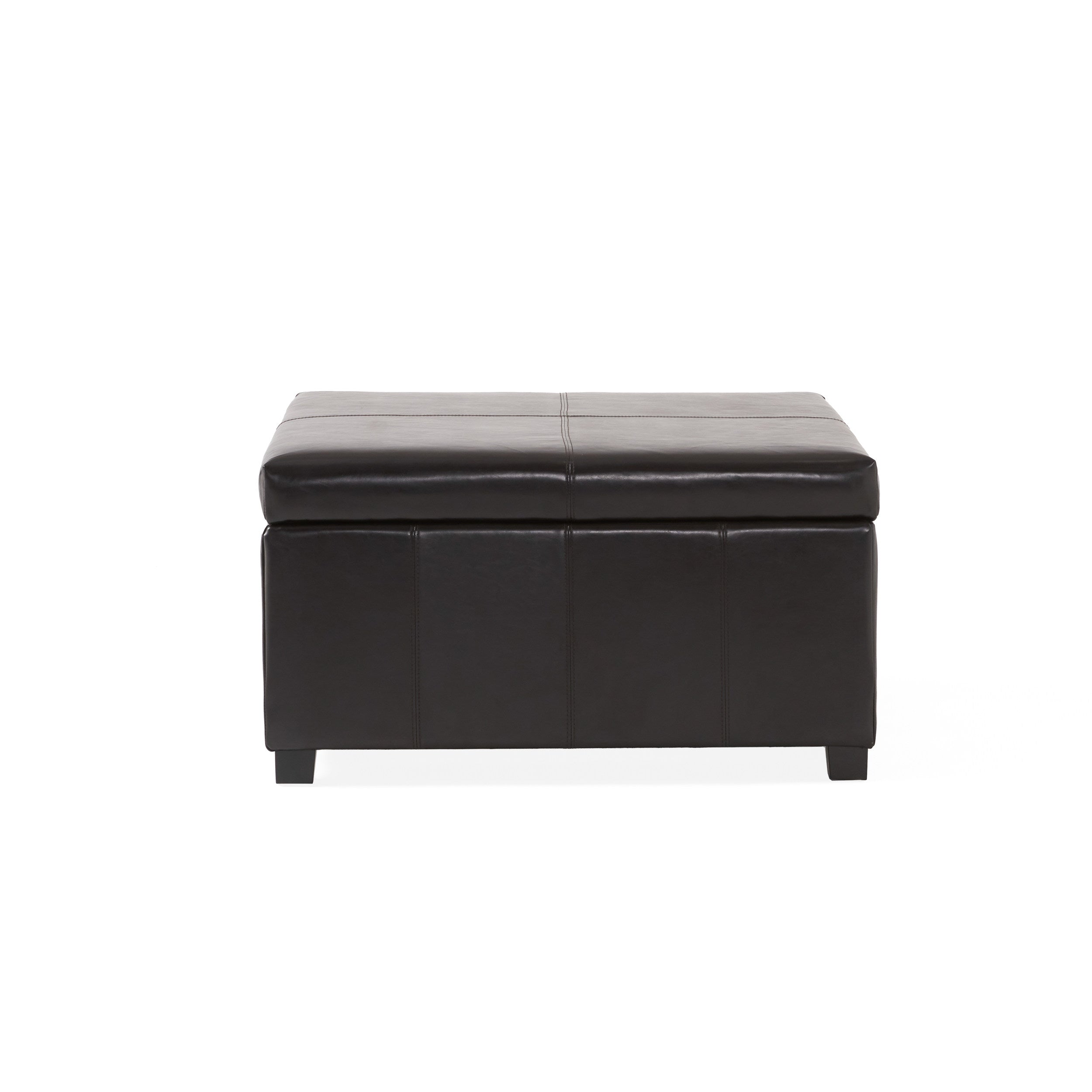 Berkeley Espresso Leather Storage Ottoman Coffee Table