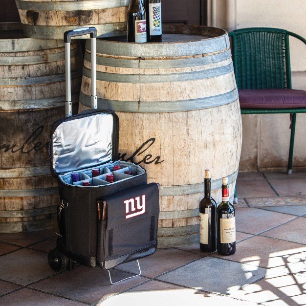 Nfl New York Giants Cellar Six Bottle Wine Carrier And Cooler Tote With Trolley