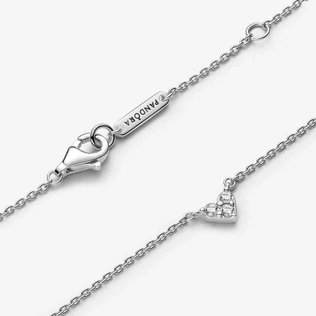 PANDORA  Triple Stone Heart Collier Necklace