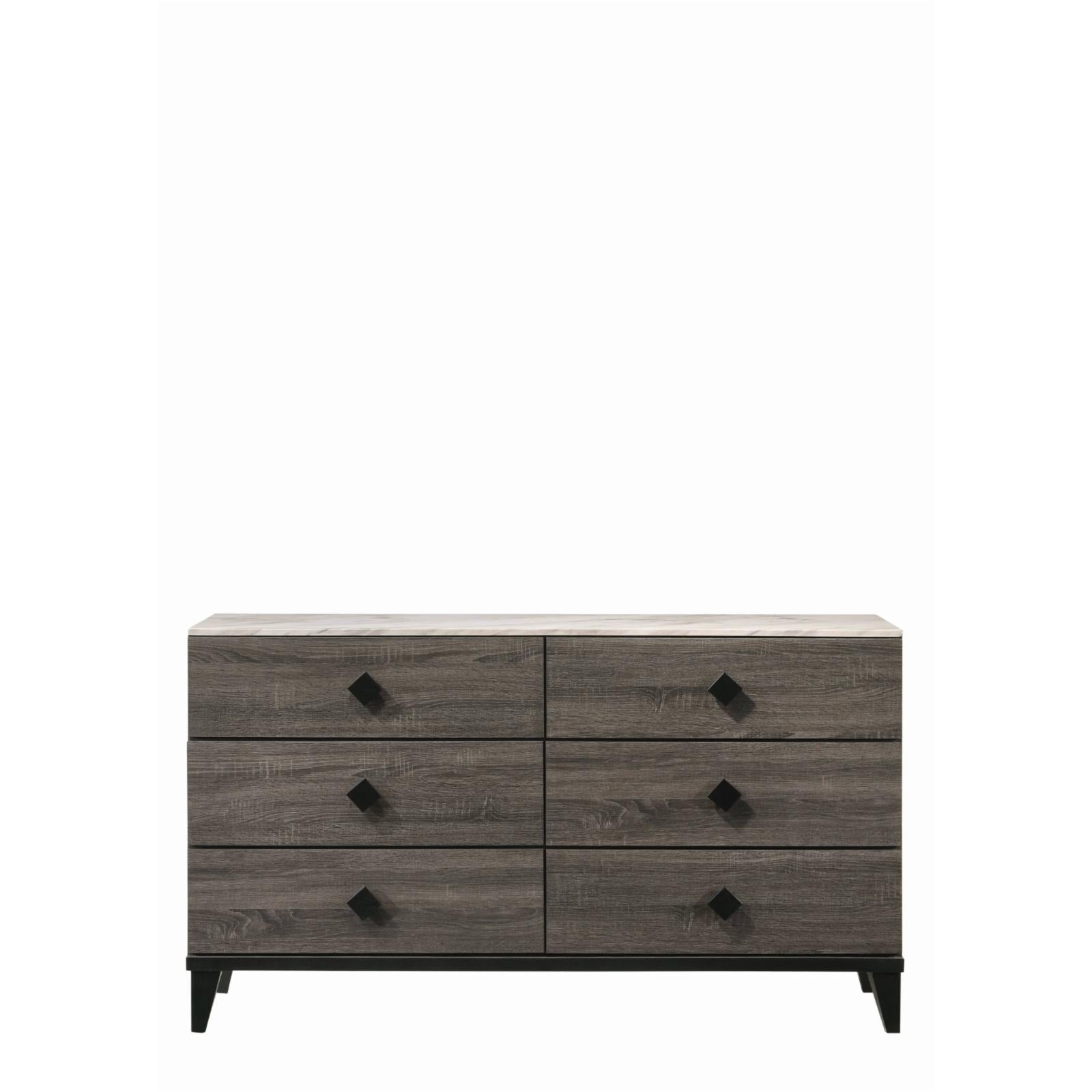 Avantika Dresser in Faux Marble & Rustic Gray Oak