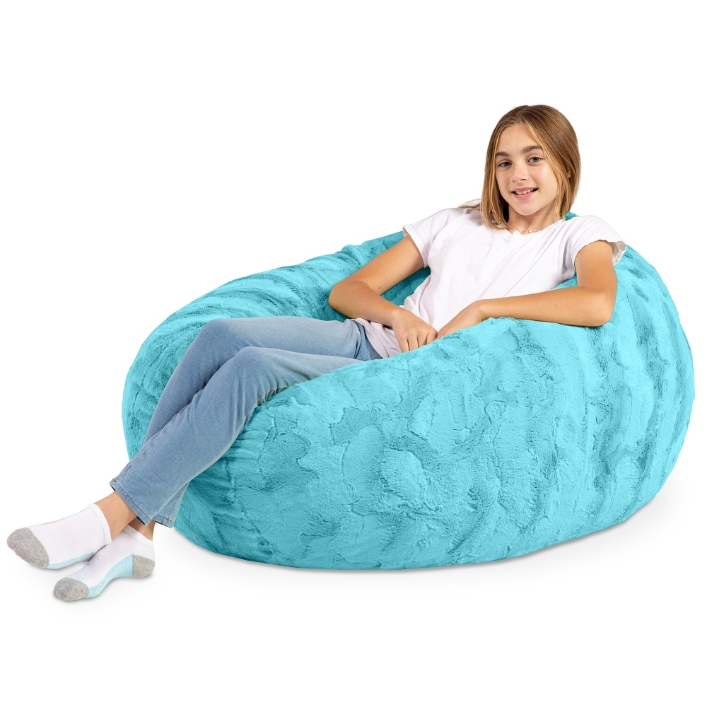 Jaxx Cocoon 4 Foot Kids Bean Bag Chair and Crash Pad   Faux Fur