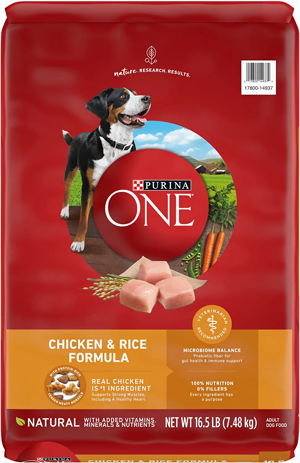 Purina ONE Natural Dry Dog Food SmartBlend Chicken and Rice Formula 16.5 lb. Bag