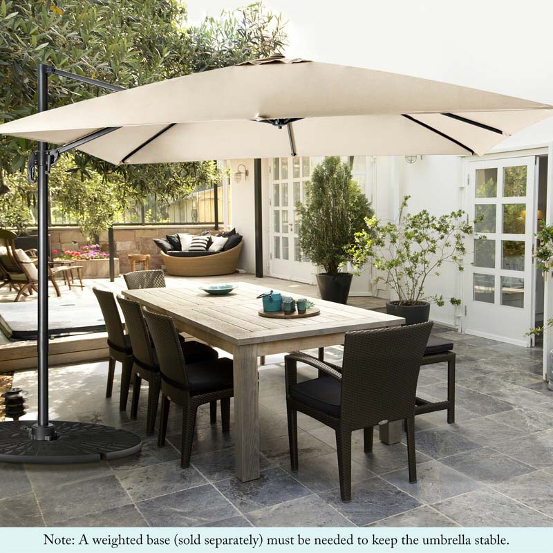 10 x 10 FT Square Patio Umbrella, 3-Tilt Cantilever Offset Umbrella, Large Outdoor Market Umbrella with Crossed Base