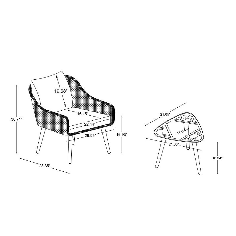 Linon Montclair 3-Piece Outdoor Converstaion Set