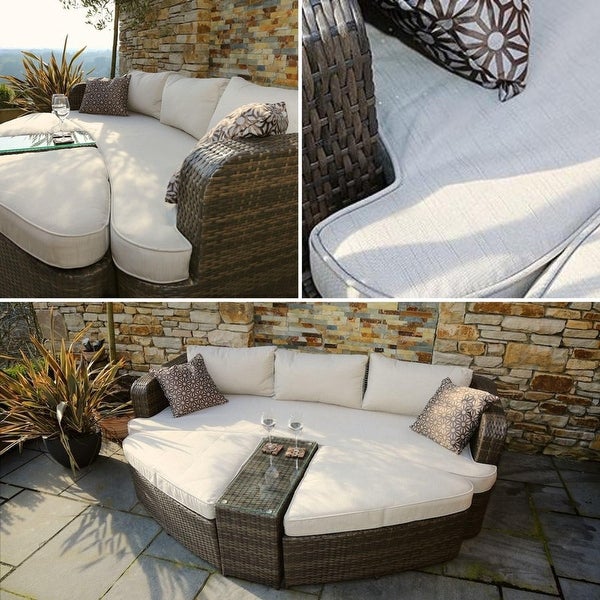 4-piece Patio Wicker Daybed Set with Side Table - Overstock - 19209038