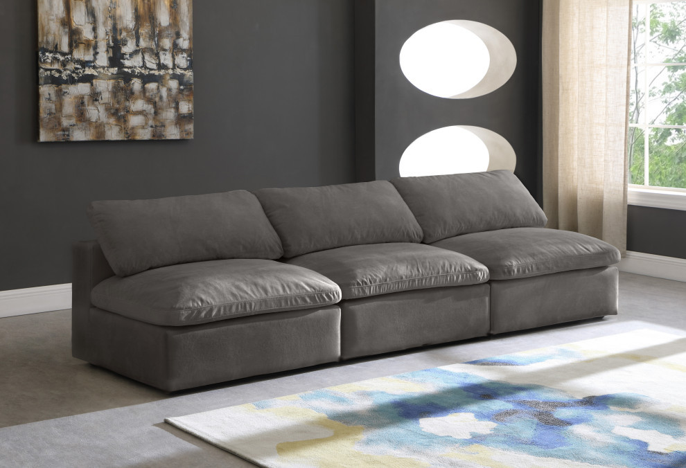 Cozy Velvet Upholstered Comfort Modular Sofa   Transitional   Sofas   by Meridian Furniture  Houzz