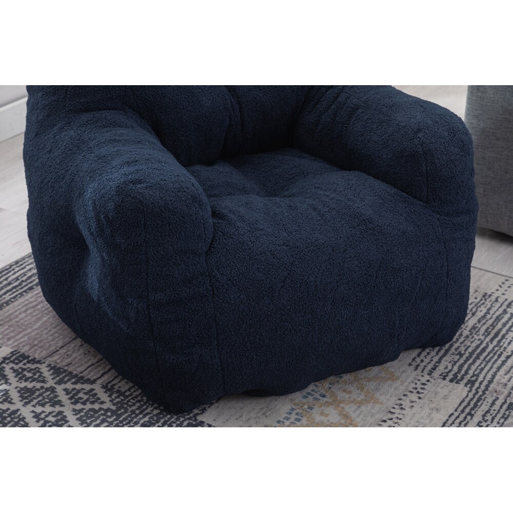 Modern Soft Tufted Foam Bean Bag Chair with Teddy Fabric