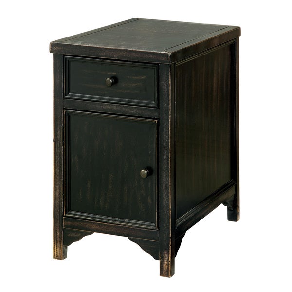 Furniture of America Dill Rustic Black 14-inch Solid Wood Side Table