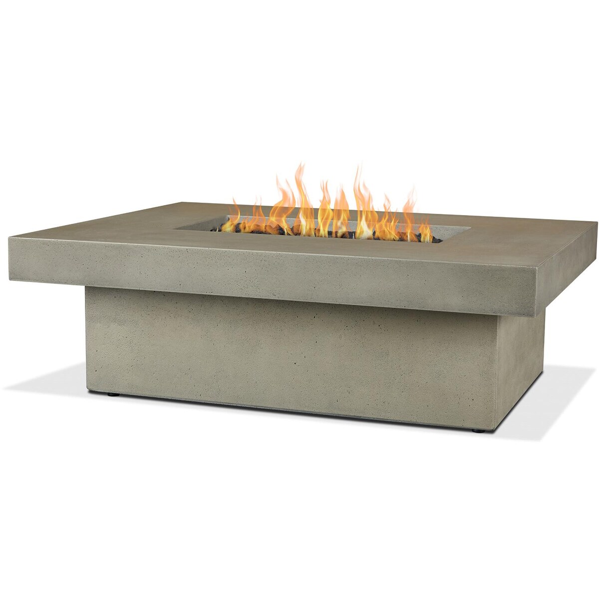 Signature Geneva 60 Inch Rectangle Concrete Propane Fire Pit Table With Hidden Tank in Dune