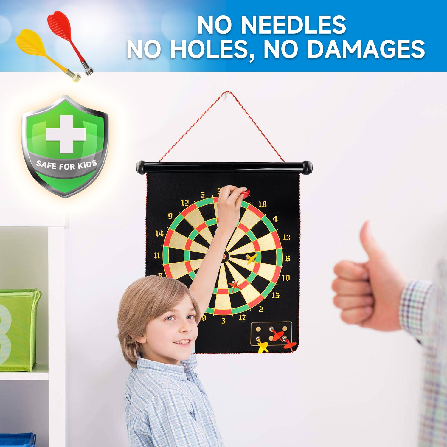 GSE Games & Sports Expert 2-in-1 Wall-Mounted Magnetic Baseball and Dartboards Game Set