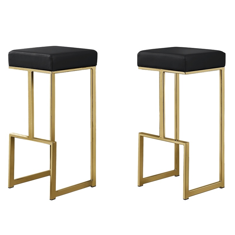 Best Master Furniture Synthetic Leather Gold Bar Stool (Set of 2)