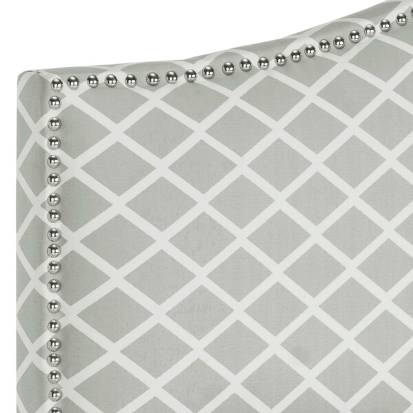 Safavieh Connie Grey/ White Diamond Camelback Headboard - Silver Nailhead (Full) - - 8540548