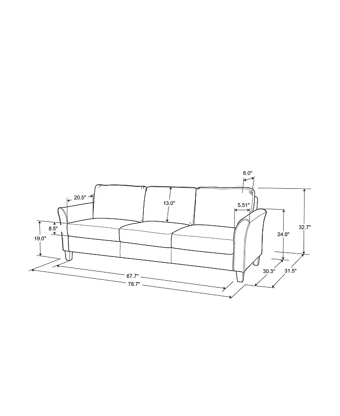 Lifestyle Solutions Wilshire Sofa with Curved Arms