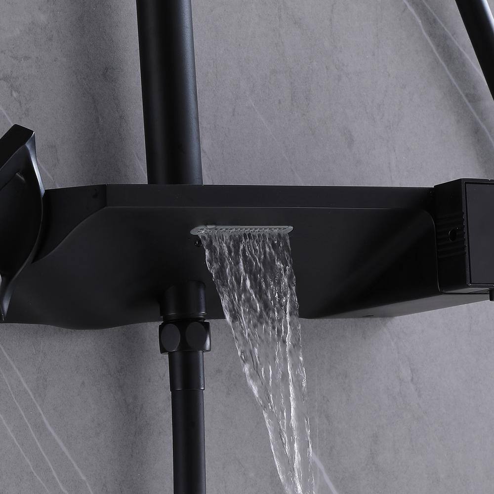 Tomfaucet Thermostatic 3-Spray Multifunction Tub and Shower Faucet with 3 Setting Handshower in Matte Black TFB1178MB