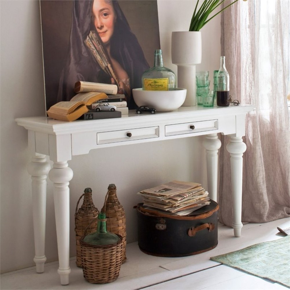 NovaSolo Provence Console Table in Pure White   Traditional   Console Tables   by Homesquare  Houzz