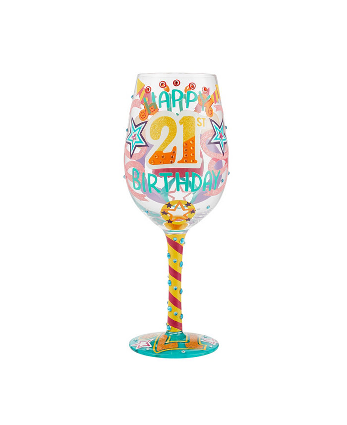 Enesco Lolita Happy 21st Birthday Wine Glass 15 oz