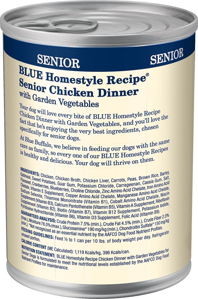 Blue Buffalo Homestyle Recipe Senior Chicken Dinner with Garden Vegetables Canned Dog Food