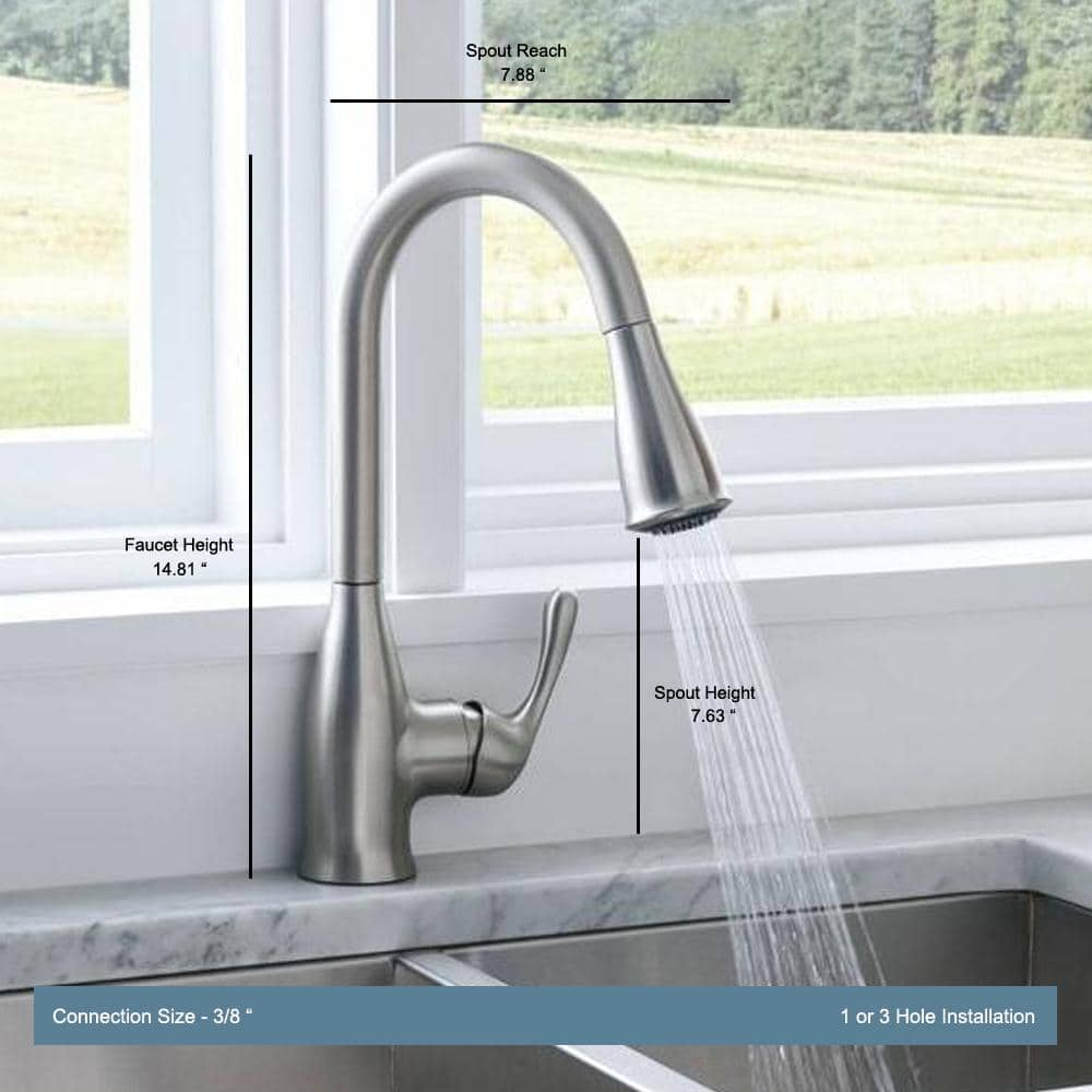 Moen Kaden Single-Handle Pull-Down Sprayer Kitchen Faucet With Reflex And Power Clean In Spot Resist Stainless