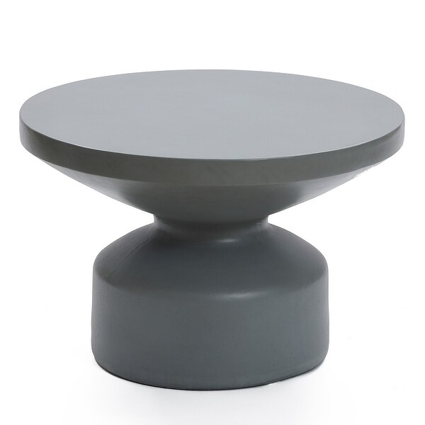 Grey MgO Round Coffee Table，Indoors and Outdoors