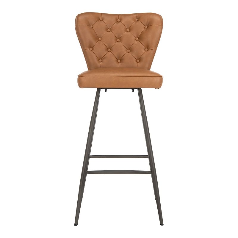 Safavieh Aster Mid Century Modern Leather Tufted Bar Stool