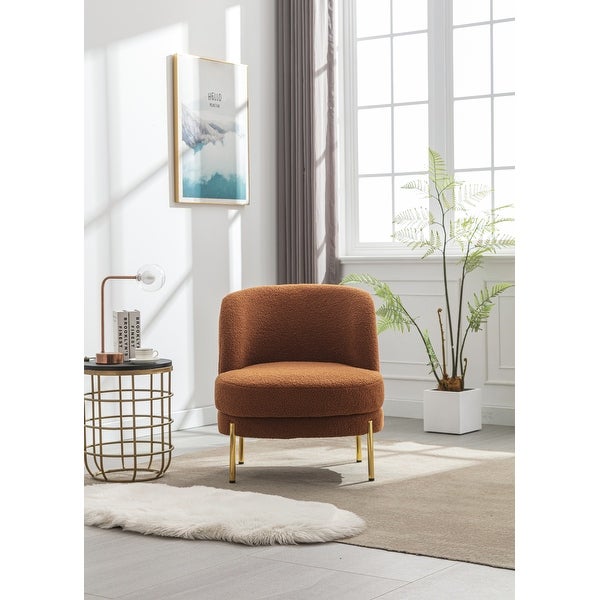 Accent Chair Upholstered Backrest Reading Chair Single Sofa with Golden Adjustable Legs For Living Room Bedroom