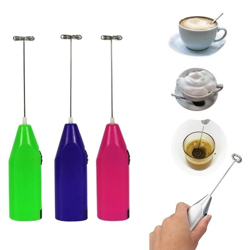 Silver Electric Milk Frother Whisk Mixer for Coffee and Eggs
