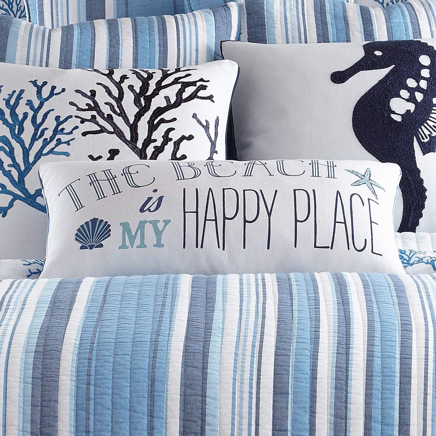 Levtex Home ''The Beach Is My Happy Place'' Oblong Throw Pillow