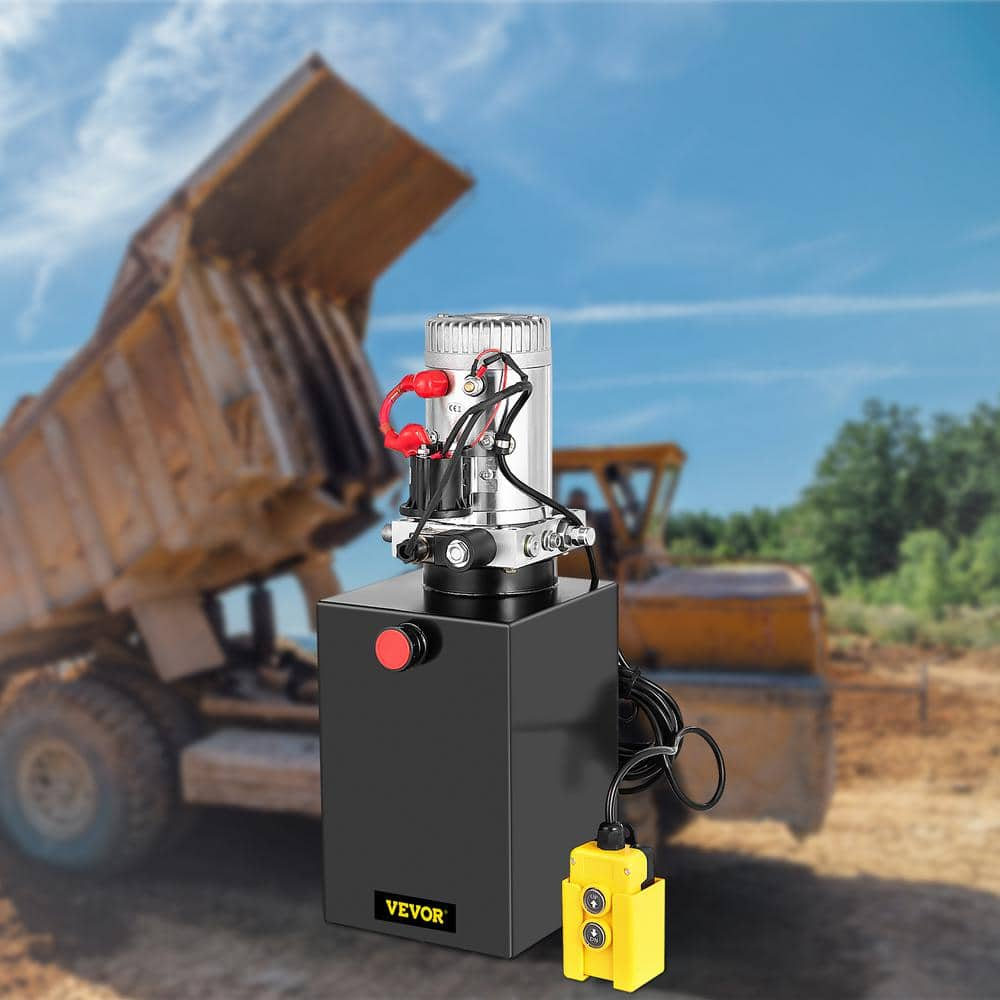 VEVOR Dump Trailer Power Unit 12-Volt Hydraulic Pump 13 Quart Single Acting with Control Remote Black CZYYB13KTTXDZYB01V0