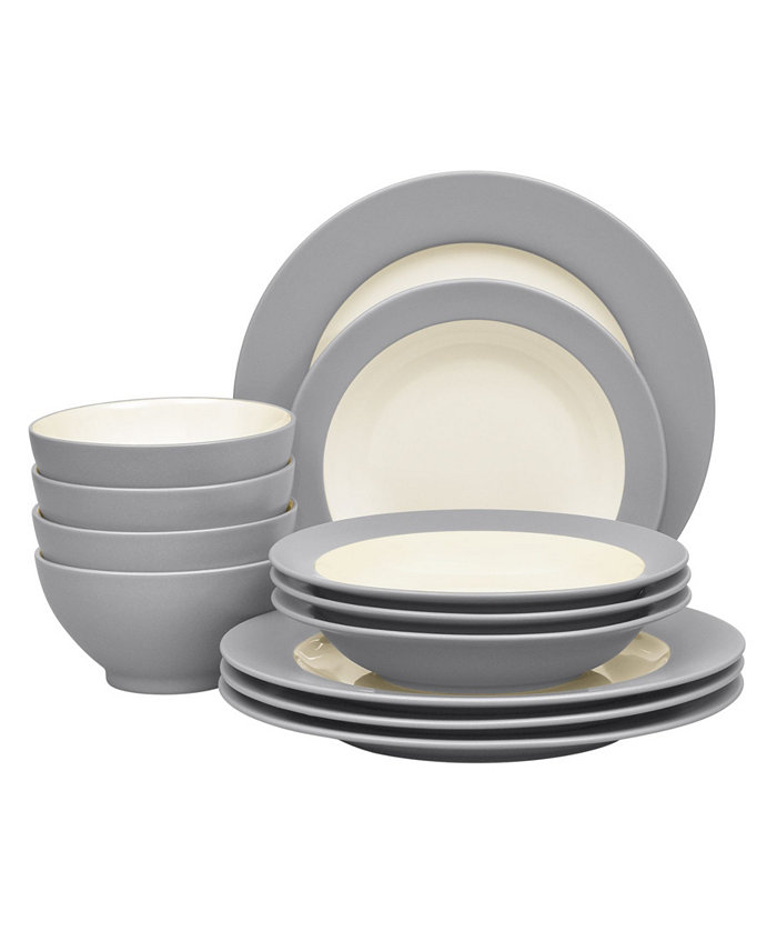 Noritake Colorwave  Rim 12-Piece Dinnerware Set Service for 4