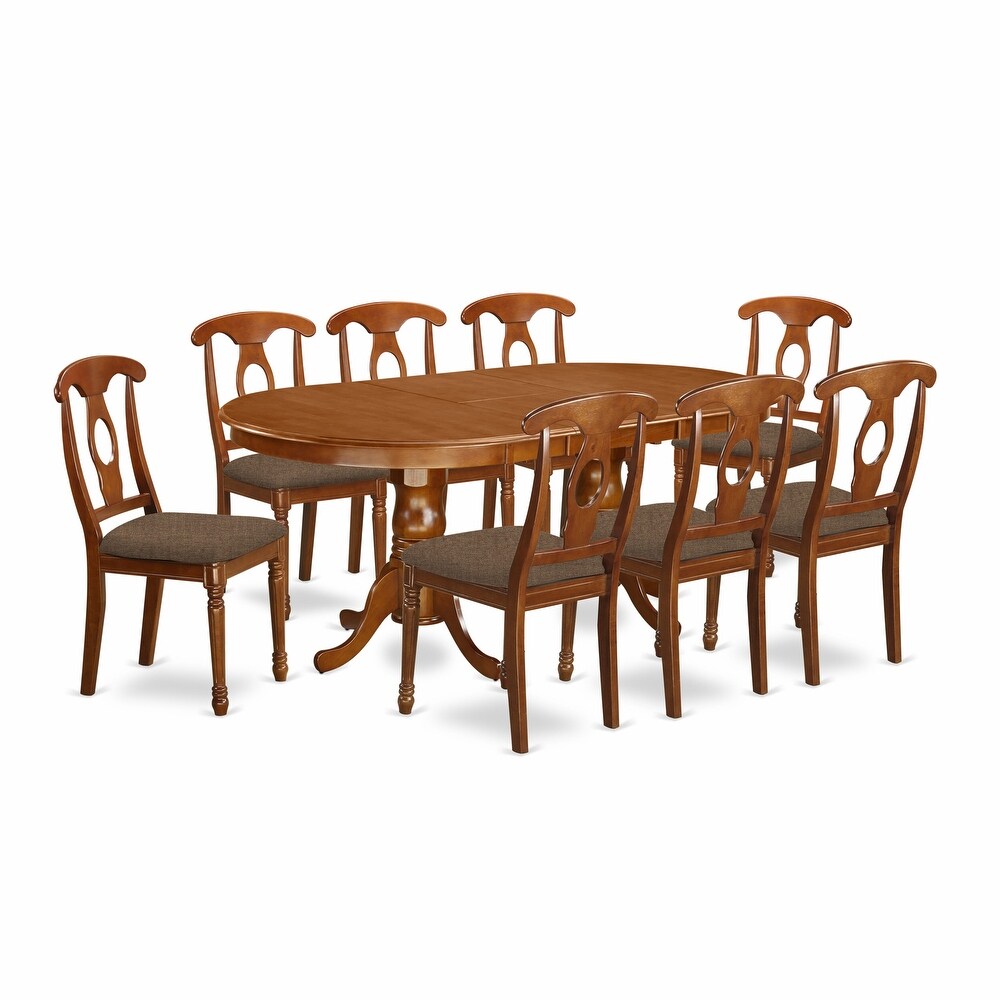 East West Furniture Dining Table Set Includes an Oval Table with Butterfly Leaf and Dining Chairs (Chair Seat Type Options)