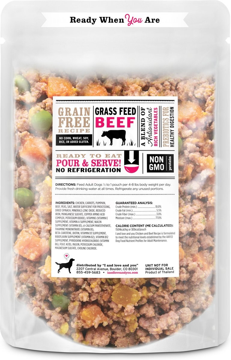 I and Love and You Irresist-a-Bowls Grain-Free Chicken and Beef Recipe Freeze-Dried Dog Food， 9-oz pouch