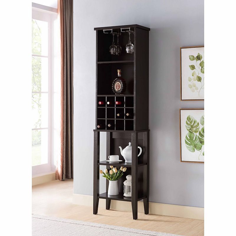 FC Design Red Cocoa Wine Cabinet with 4 Open Shelves Storage