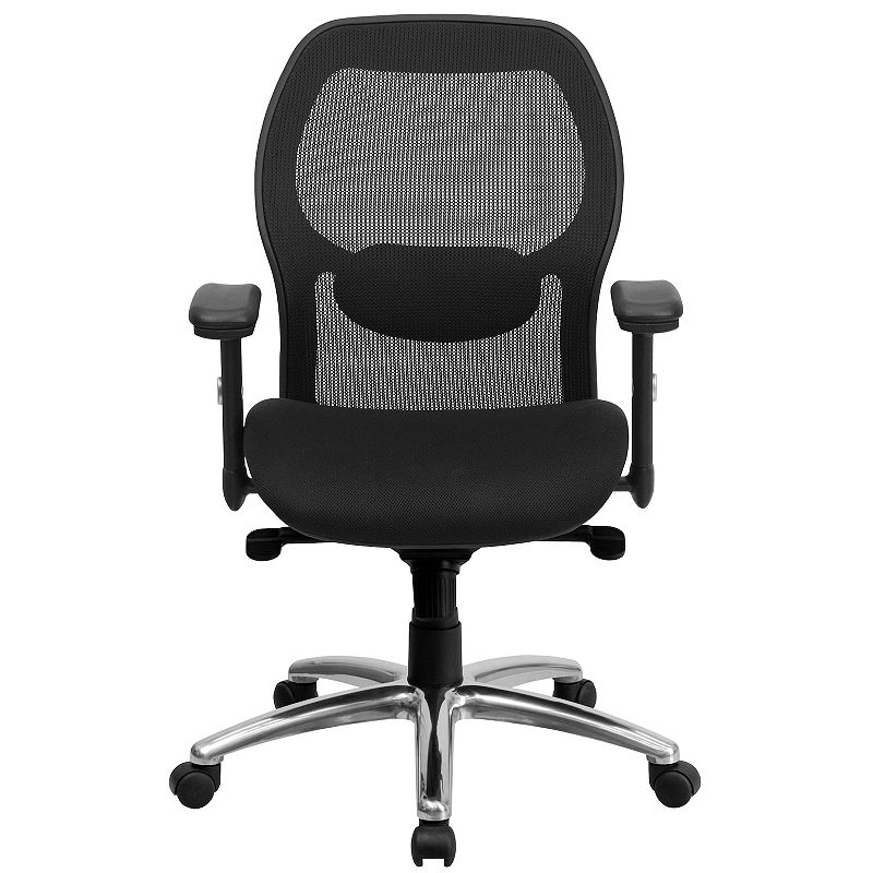 Emma and Oliver Mid-Back Black Mesh Executive Office Chair with Knee Tilt and Adjustable Lumbar and Arms