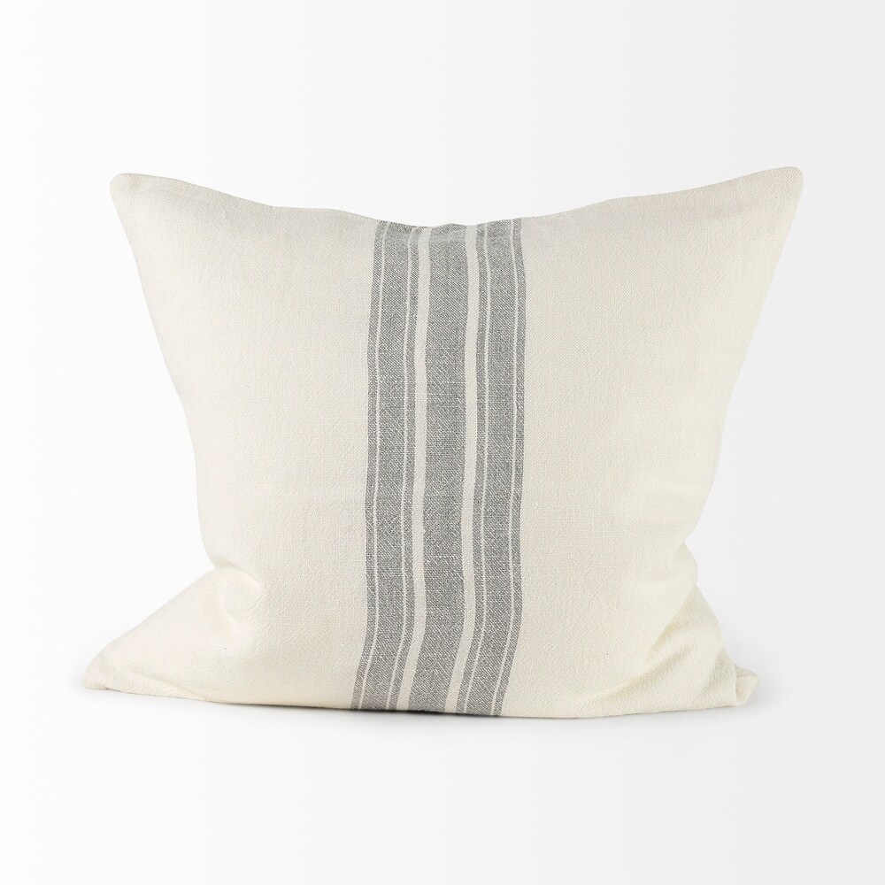 Patrice Cream w/ Gray Stripes Decorative Pillow Cover