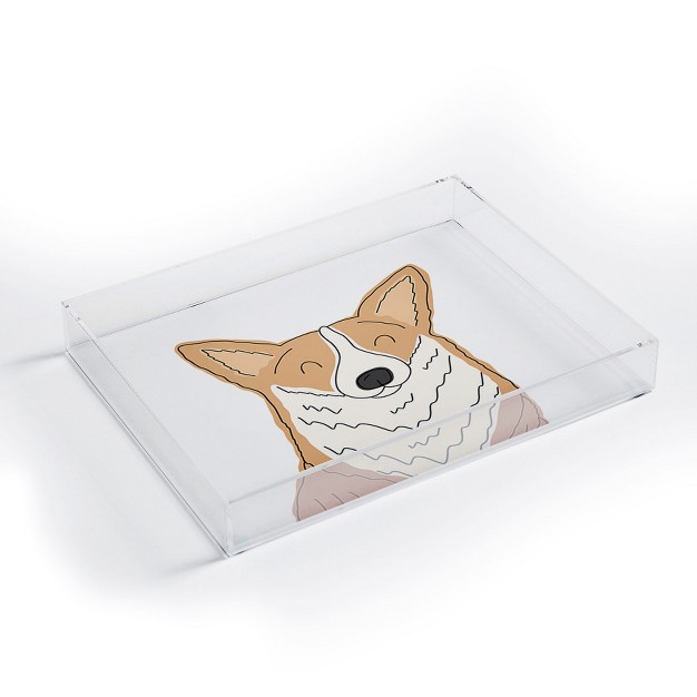 Allyson Johnson Welsh Corgi Portrait Acrylic Tray Deny Designs