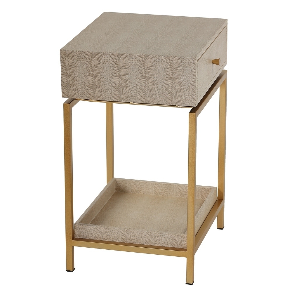 Cortesi Home Everett End Table， Wooden with Iron Frame