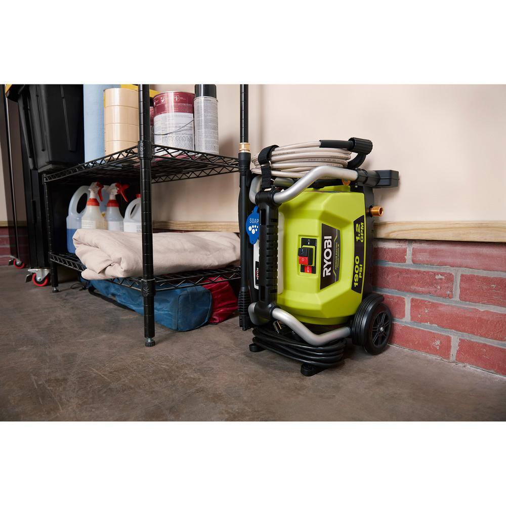 RYOBI 1900 PSI 1.2 GPM Cold Water Wheeled Electric Pressure Washer with 12 in. Surface Cleaner RY1419MT-SC