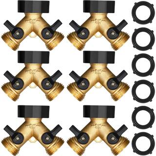 Cubilan 6 Pack Garden Hose Splitter 2 Way Heavy Duty Solid Brass Hose Splitter Y Valve Water Hose B0BRNG8BQR