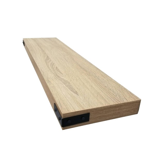 X 9 2 quot Floating Shelf Wall Mounted With Metal Corners White Oak Inplace