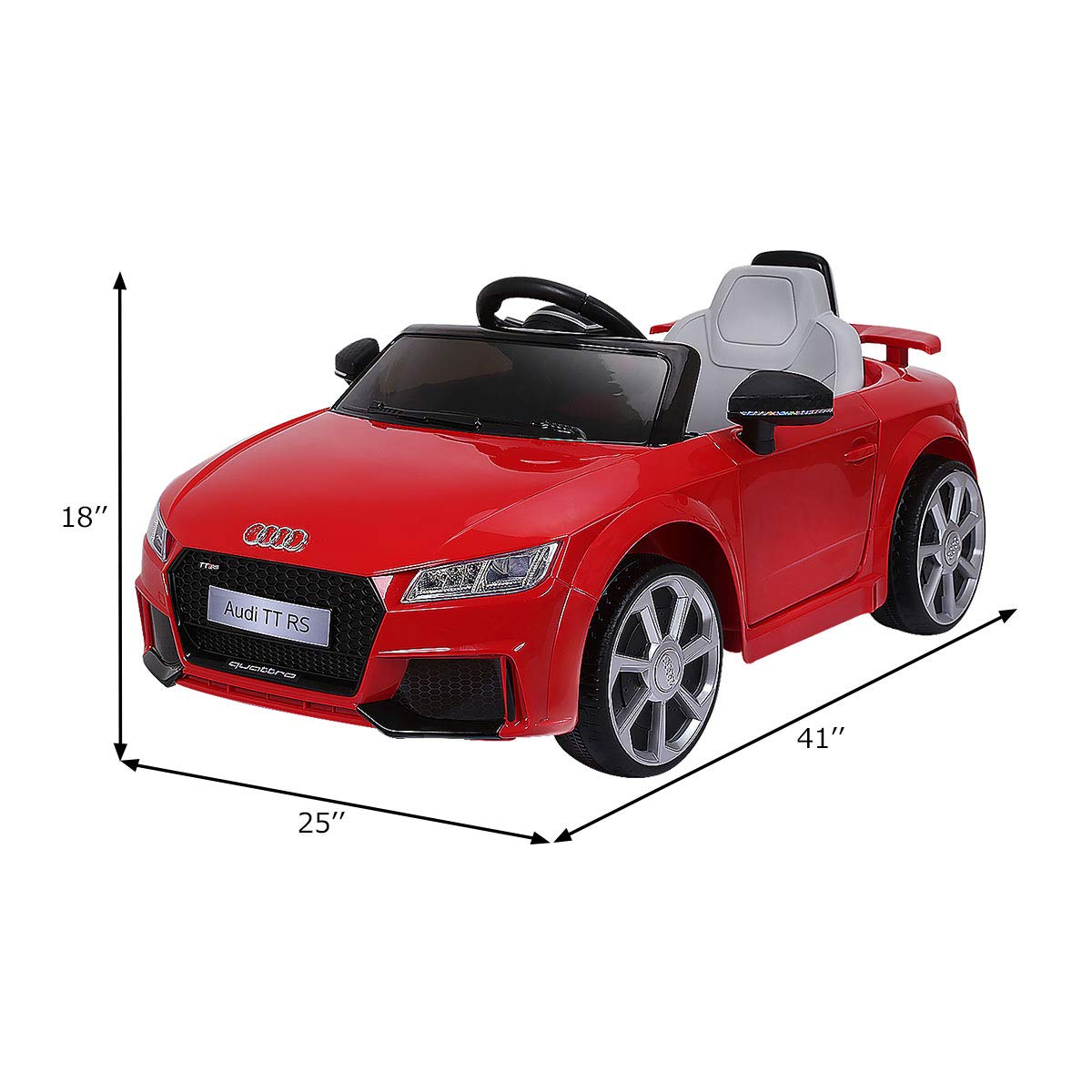 Costzon Kids Ride On Car, 12V Licensed Audi TT RS, Battery Powered Electric Ride On Vehicle w/ 2.4G Parental Remote Control