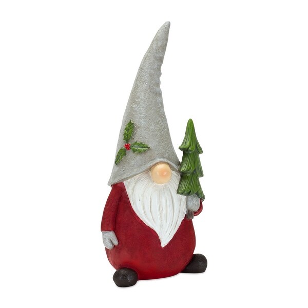 Set of 2 Gnomes Holding Christmas Tree and Wreath Figurines 10.75