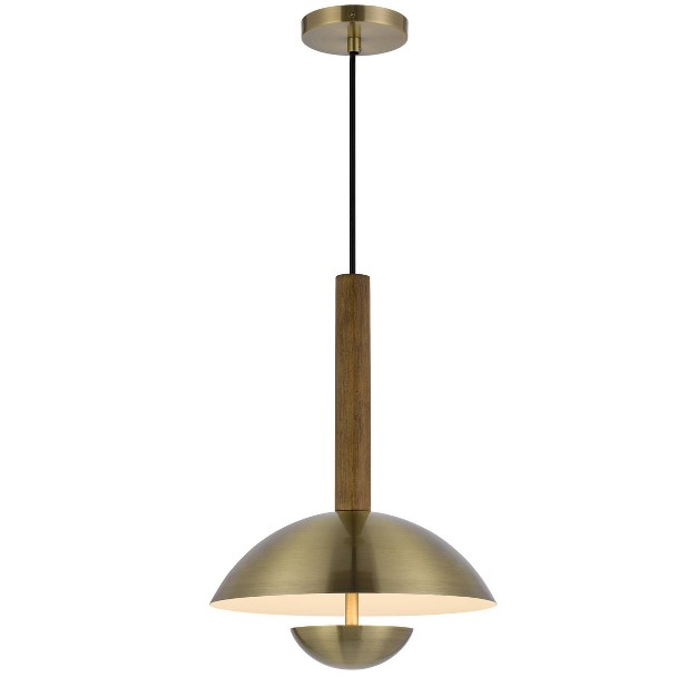 Metal birch Wood Led Pendant Light With Metal Shade Antique Brass Cal Lighting