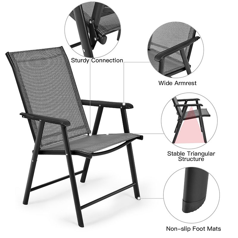 4-Pack Patio Folding Chairs Portable for Outdoor Camping