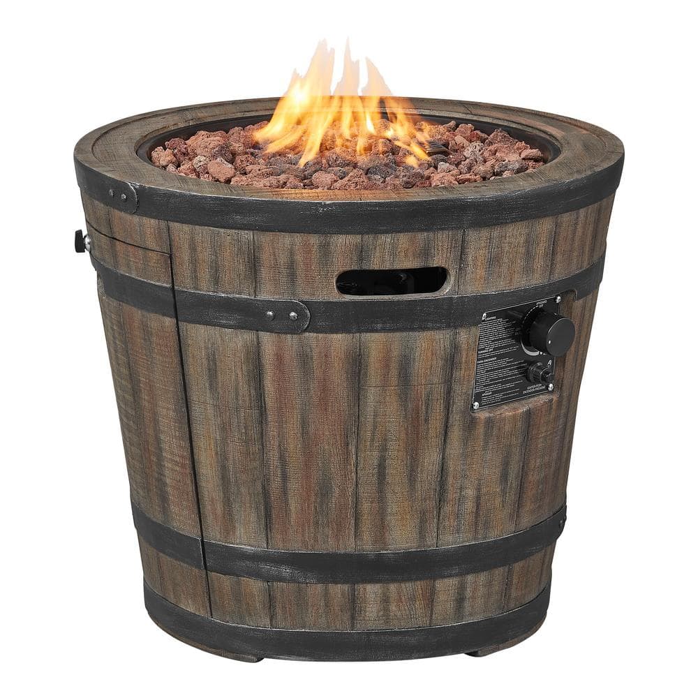 Hampton Bay 27 in. W x 24 in. H Round Barrel Fire Table FP21557-M