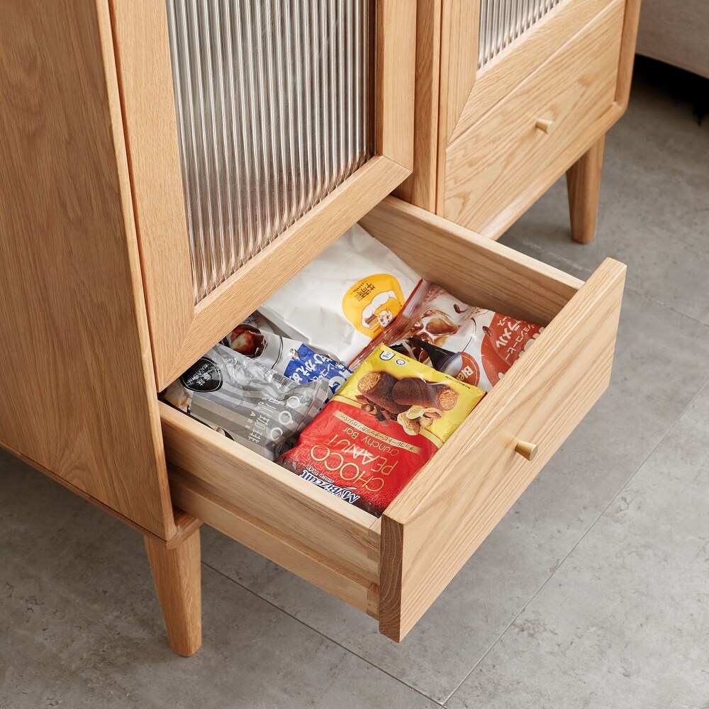 Nestfair Solid Wood Storage Cabinet with Shelves and Drawer   N/A