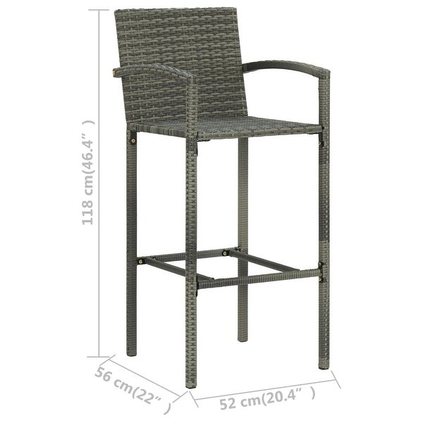 3 Piece Patio Bar Set Gray - Overstock - 36225696