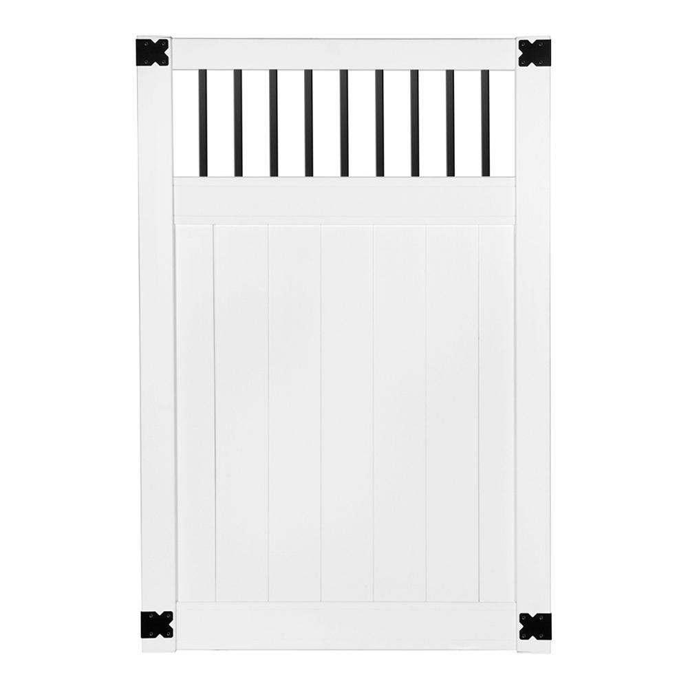 Veranda Pro Series 4 ft. W x 6 ft. H White Vinyl Woodbridge Baluster Top Privacy Fence Gate 258803